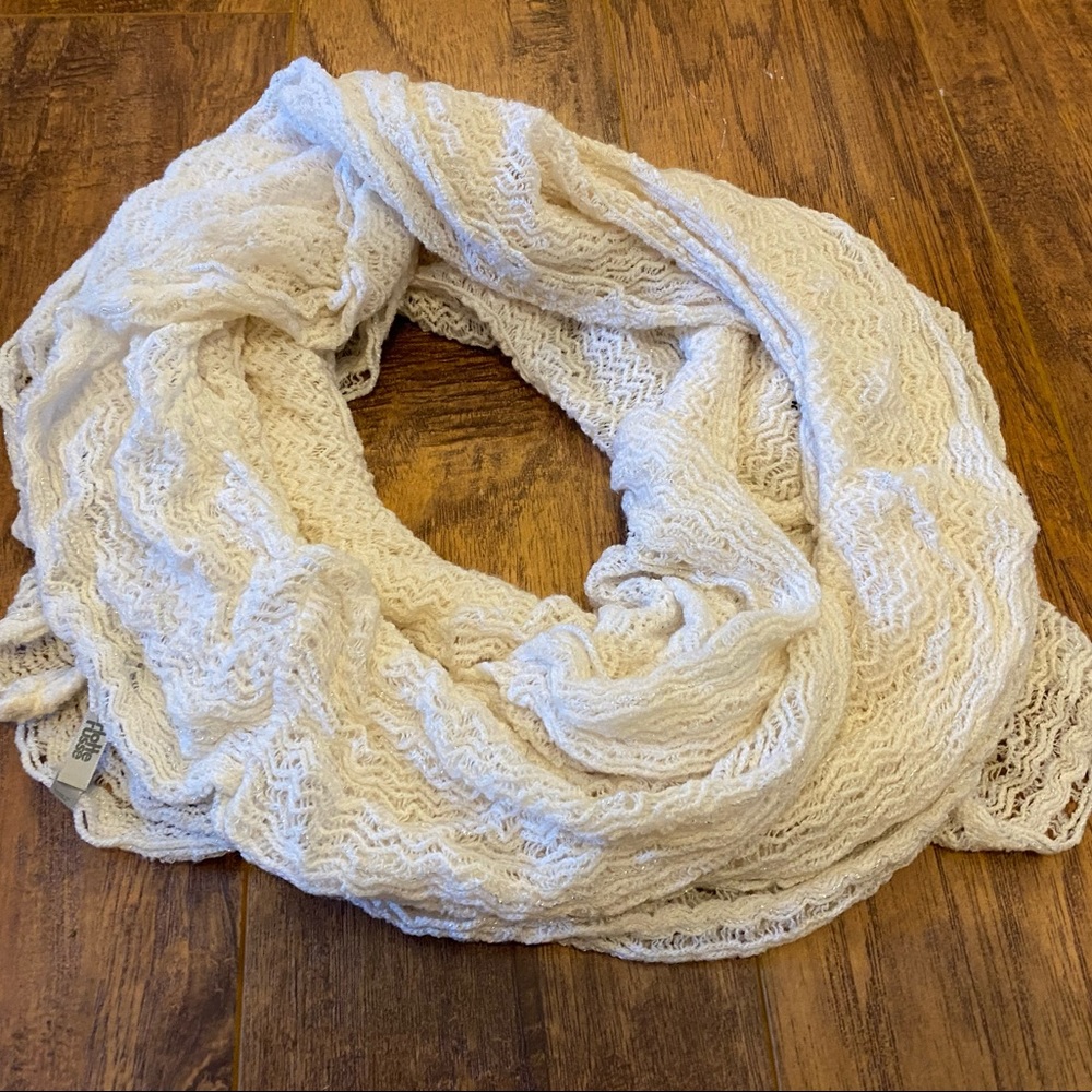 Knit crochet lace infinity scarf